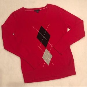 EUC Tommy Hilfiger Red Diamond Sweater Size M Vintage